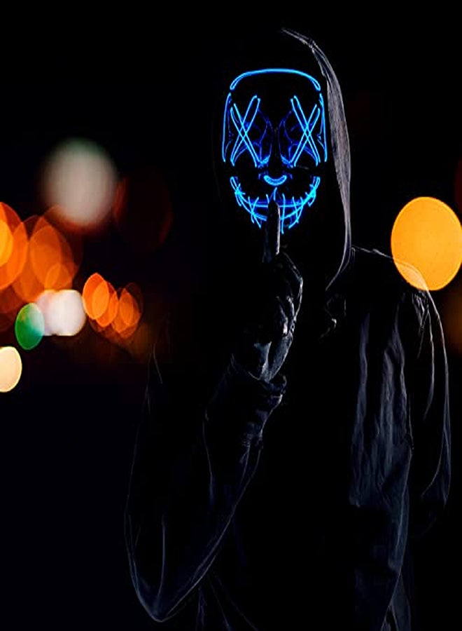 قناع هالوين LED Purge – قناع جمجمة مضيء بالنيون مناسب للتنكر والمهرجانات - Image 2